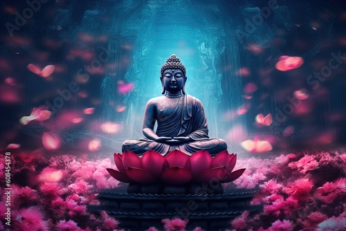 Buddha sitting on a lotus flower