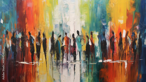 Abstract painting with various people