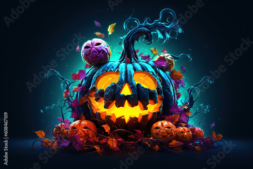 halloween background with colored pumpkin