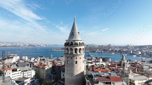 Galata Tower Aerial Video Beyoglu Istanbul Turkey