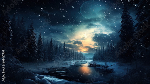 Night sky in the middle of winter