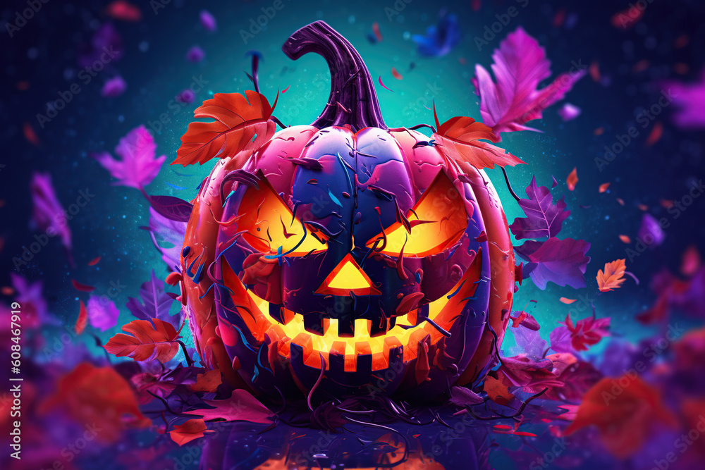 halloween background with colored pumpkin generative ai
