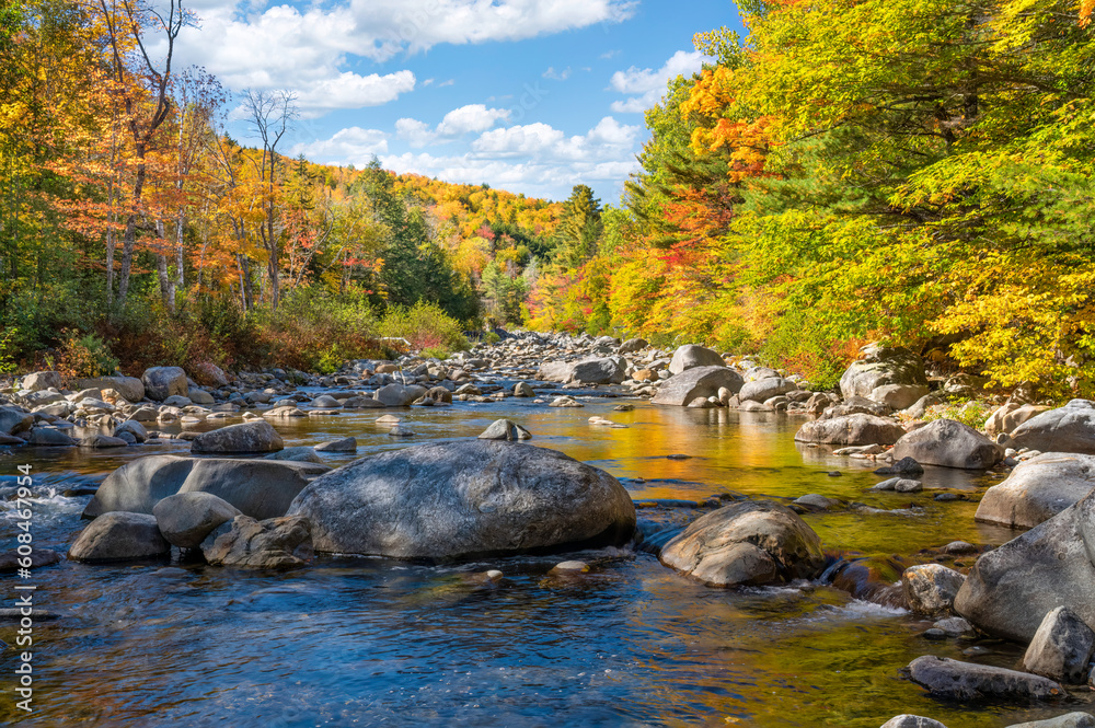 Autumn in the Carrabassett Valley Maine Narrow Gauge Pathway view