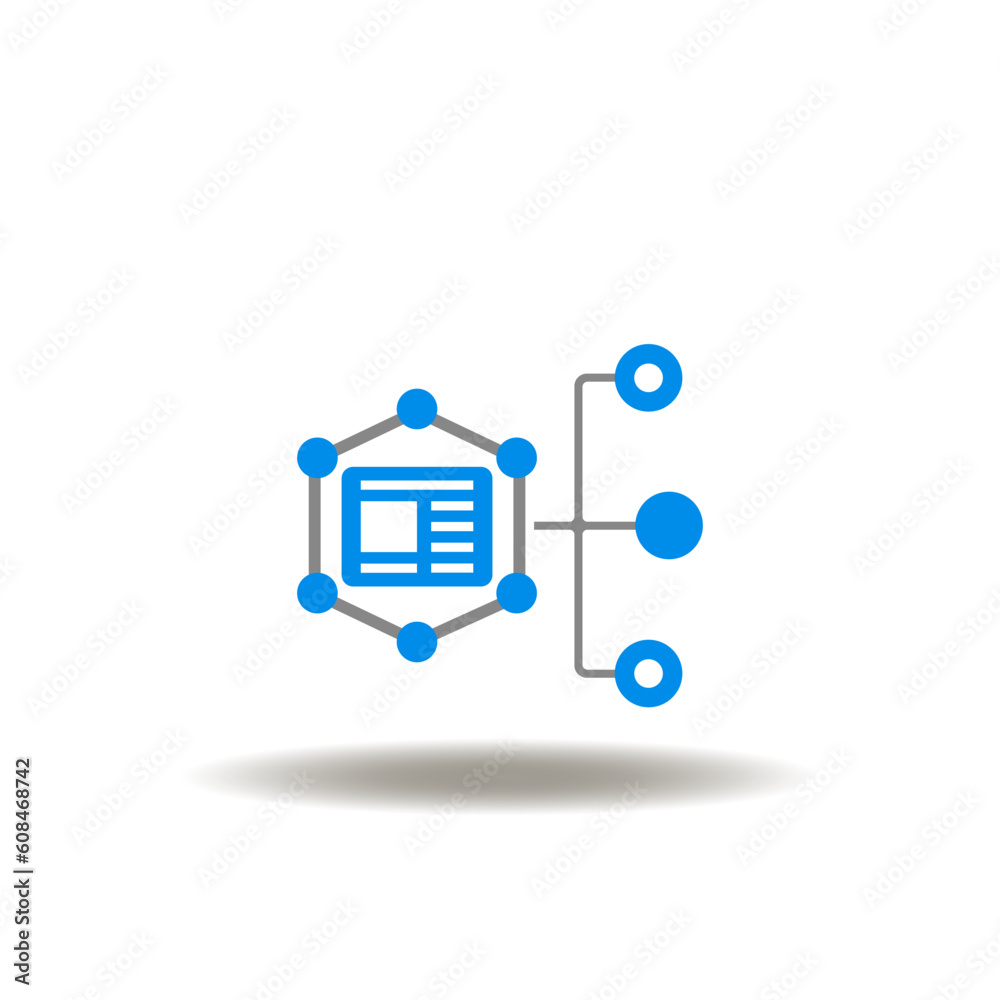 Vector illustration of flowchart of web page network. Icon of CMS Content Management System. Symbol of website structure management, maintenance. Vector illustration of flowchart of web page network. Icon of CMS Content Management System. Symbol of website structure management, maintenance.