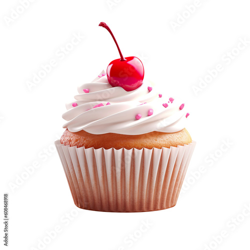 cupcake with cherry created with Generative AI
