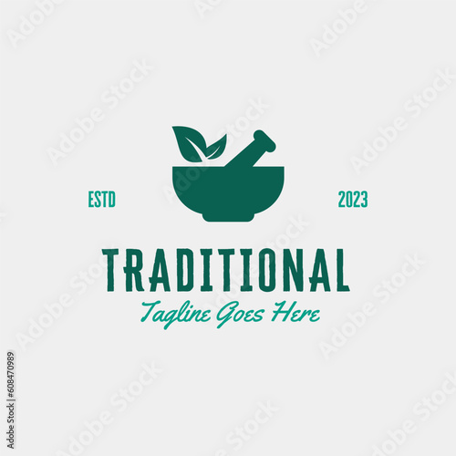 Creative mortar logo for pharmacy design vector concept illustration idea