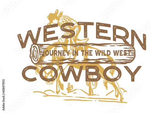 cowboy illustration wild west graphic rodeo design outlaw vintage bad land