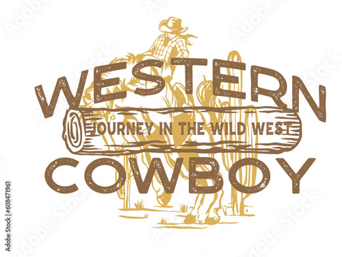 cowboy illustration wild west graphic rodeo design outlaw vintage bad land