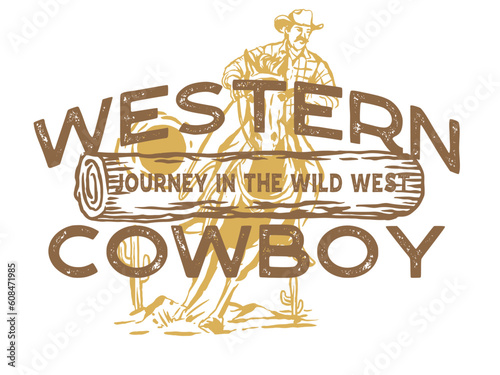 cowboy illustration wild west graphic rodeo design outlaw vintage bad land