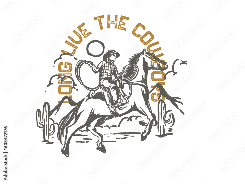 cowboy illustration wild west graphic rodeo design outlaw vintage bad land cowboy illustration wild west graphic rodeo design outlaw vintage bad land