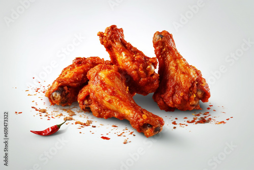 fried chicken wings isolated on white