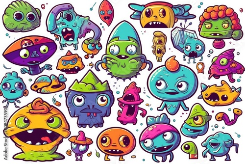 Wallpaper Mural Trippy Alien Art, stickers illustration. Generative AI Torontodigital.ca