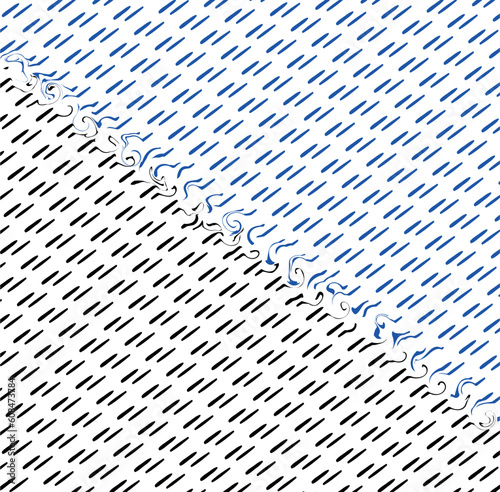 A mixture of two environments - blue dashes and black dashes.
