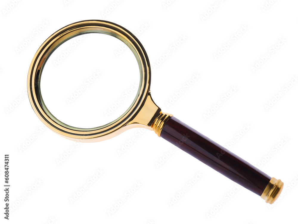 Magnifying glass with handle isolated on white Magnifying glass with handle isolated on white