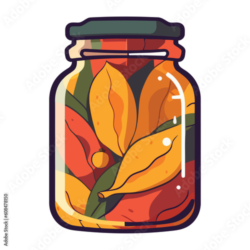 glass jar of vegetables preserves