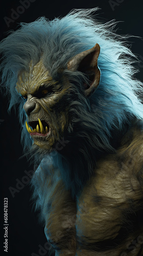 scary werewolf monster. vintage. classic monster. horror story. AI generated image