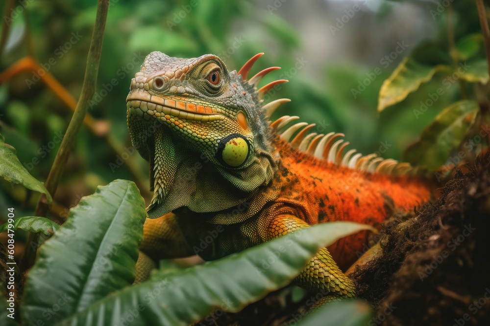 Fototapeta premium iguana on a branch