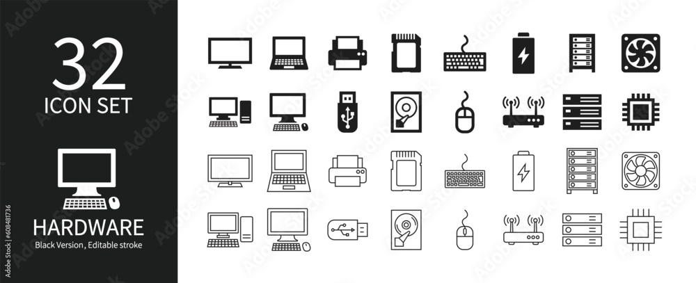 Hardware and computer related icon sets