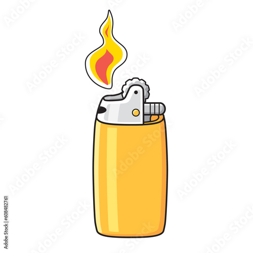 Yellow lighter isolated vector illustration