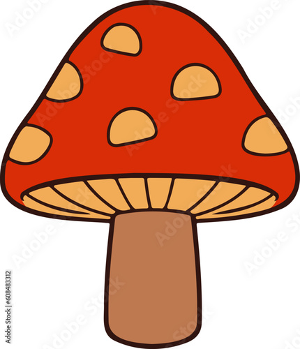 Cute Mushroom cartoon. Fungus clipart vector illustration