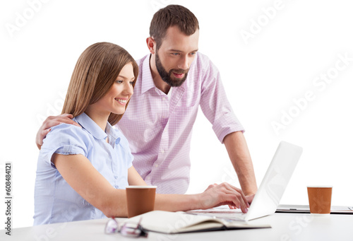 Young Happy Couple Making Online Purchase At laptop