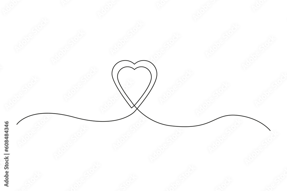Heart Continuous line art drawing. Hand drawn continuous line. Line art design. Vector illustration.