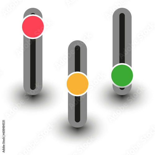 Button template in 3 state. Vector illustration.