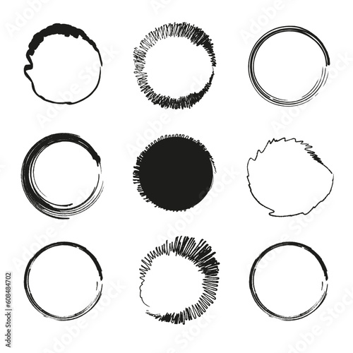 set of grunge circle brush. vector illustration.