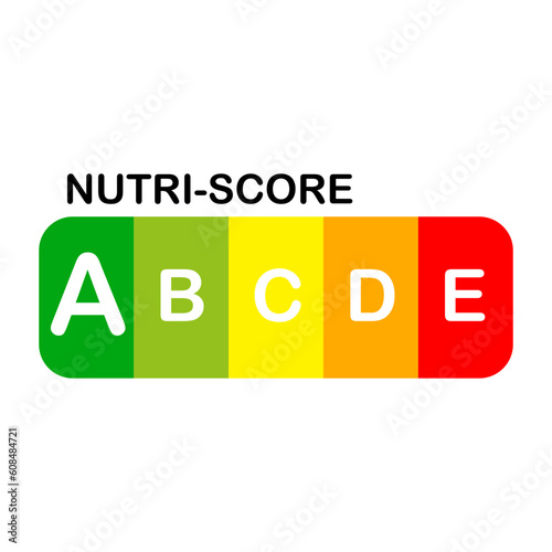 Nutri Score official label. A score. Vector illustration.