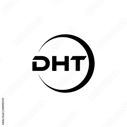 DHT letter logo design with white background in illustrator, cube logo, vector logo, modern alphabet font overlap style. calligraphy designs for logo, Poster, Invitation, etc. © Mamunur
