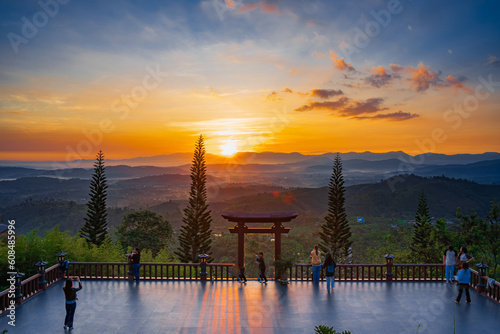Dawn at Linh Quy Phap An pagoda, Loc Thanh near Bao Loc town, Lam Dong province, Vietnam. photo