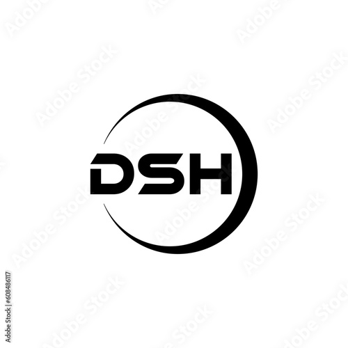 DSH letter logo design with white background in illustrator, cube logo, vector logo, modern alphabet font overlap style. calligraphy designs for logo, Poster, Invitation, etc. © Mamunur
