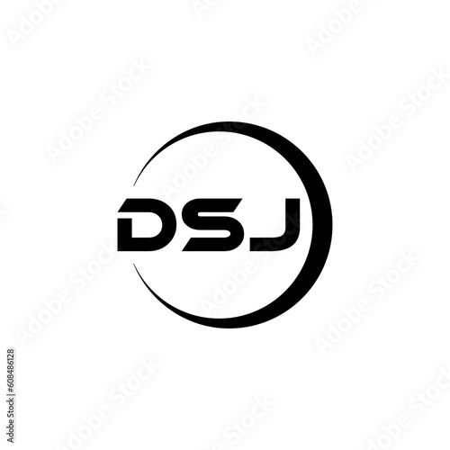 DSJ letter logo design with white background in illustrator, cube logo, vector logo, modern alphabet font overlap style. calligraphy designs for logo, Poster, Invitation, etc.