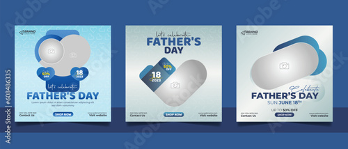 Happy father's day design offer social media post banner square flyer template