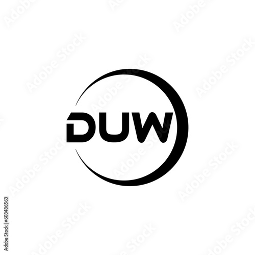 DUW letter logo design with white background in illustrator  cube logo  vector logo  modern alphabet font overlap style. calligraphy designs for logo  Poster  Invitation  etc.