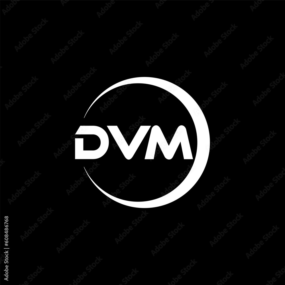 DVM letter logo design with black background in illustrator, cube logo ...