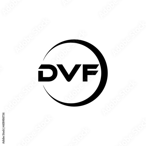 DVF letter logo design with white background in illustrator, cube logo, vector logo, modern alphabet font overlap style. calligraphy designs for logo, Poster, Invitation, etc. photo