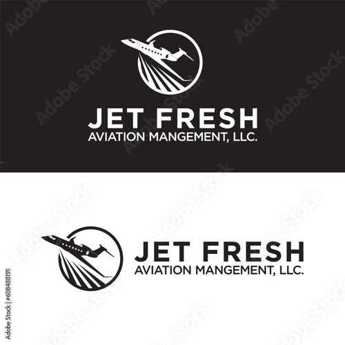 private jet business aviation logo design vector