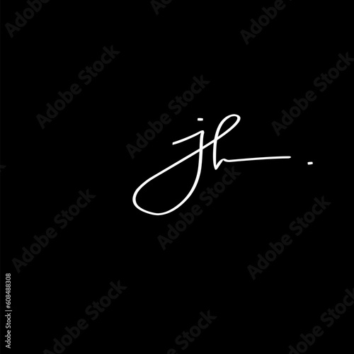 jh Initial Handwriting Signature Monogram Logo Vector