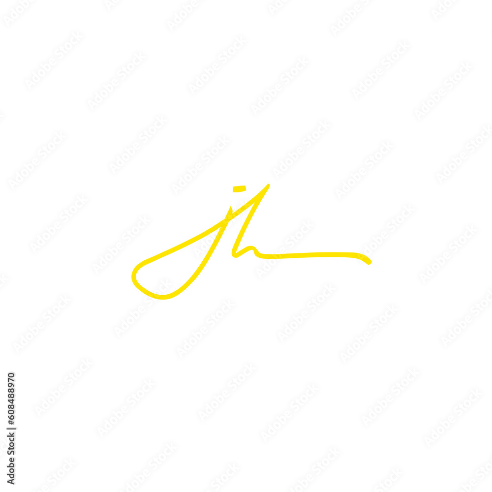 jh Initial Handwriting Signature Monogram Logo Vector