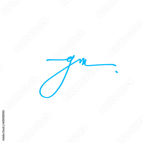 gm Initial Handwriting Signature Monogram Logo Vector