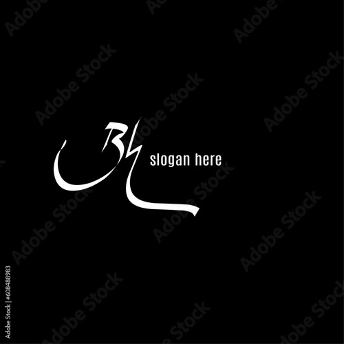 Bh Initial Handwriting Signature Monogram Logo Vector