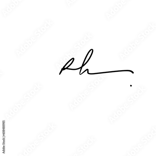 Rh Initial Handwriting Signature Monogram Logo Vector