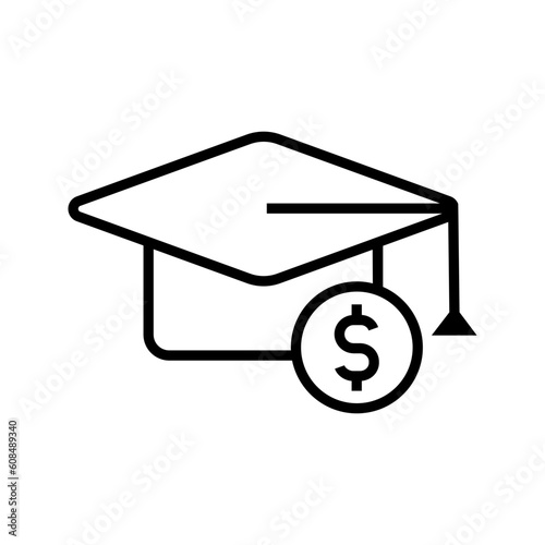 education cost, graduation cap with money icon vector