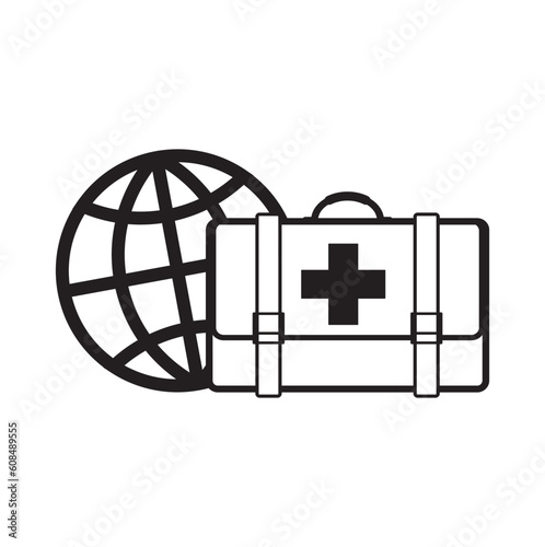 World Health Day Earth and Doctor bag design Icon, World Health Day Vetor Illustration.