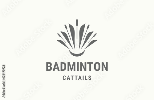 Badminton cattail logo icon design template flat vector