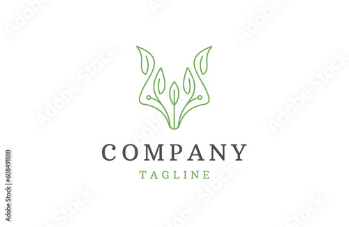 Fox leaf line logo icon design template flat vector