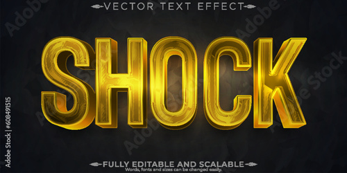 Shock metallic text effect, editable future and cyber text style