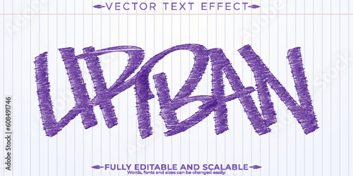 Graffiti sketch text effect, editable spray and street text style