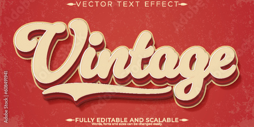 Retro, vintage text effect, editable 70s and 80s text style